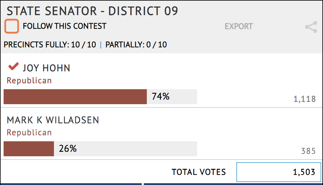 Joy Hohn Wins Senate Republican Primary 